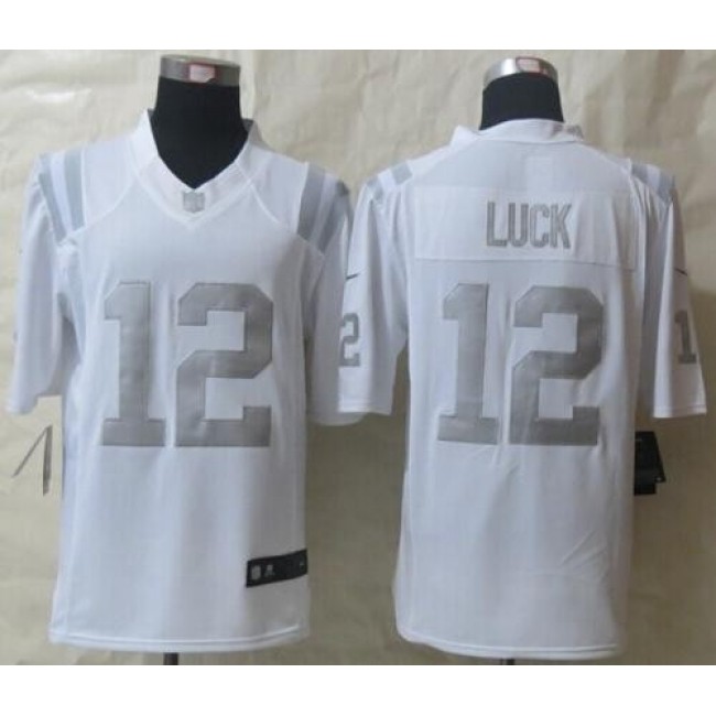Nike Colts #12 Andrew Luck White Men's Stitched NFL Limited Platinum Jersey