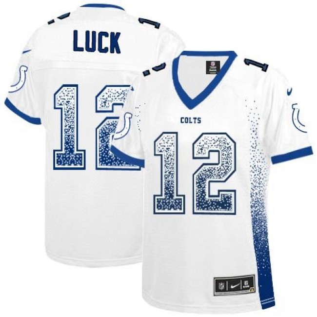 Women's Colts #12 Andrew Luck White Stitched NFL Elite Drift Jersey