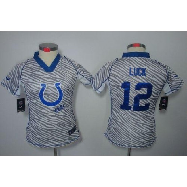 Women's Colts #12 Andrew Luck Zebra Stitched NFL Elite Jersey