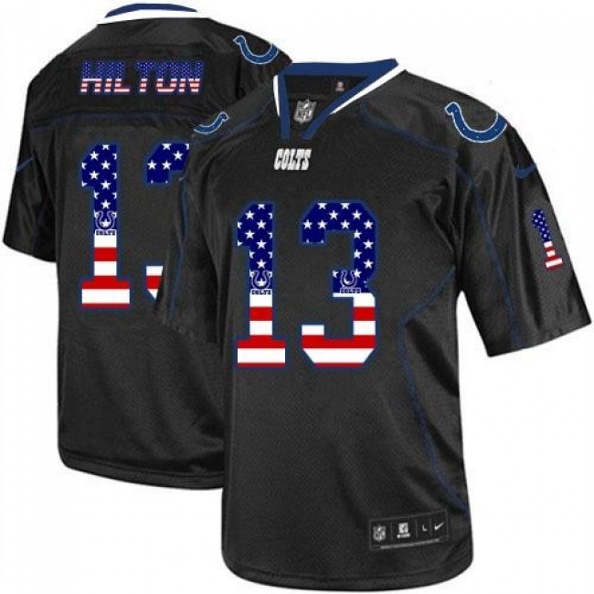 Nike Colts #13 T.Y. Hilton Black Men's Stitched NFL Elite USA Flag Fashion Jersey