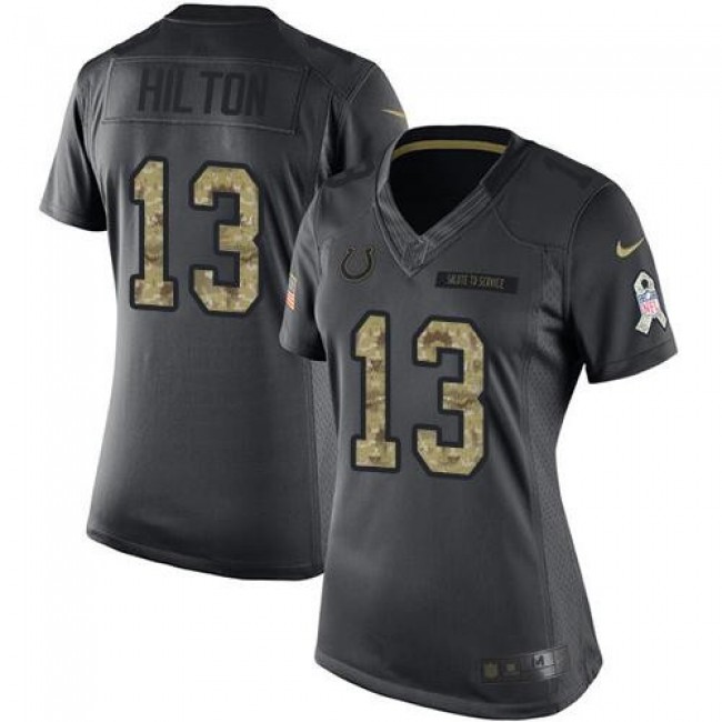 Women's Colts #13 T.Y. Hilton Black Stitched NFL Limited 2016 Salute to Service Jersey