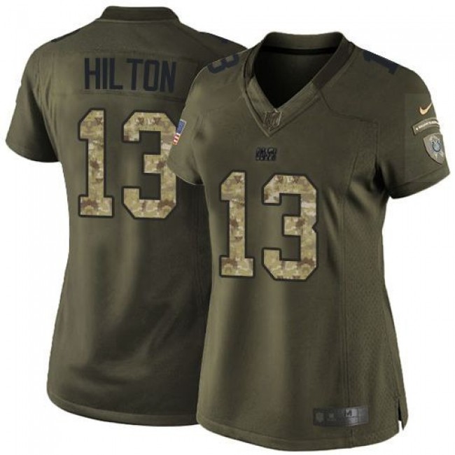 Women's Colts #13 T.Y. Hilton Green Stitched NFL Limited Salute to Service Jersey