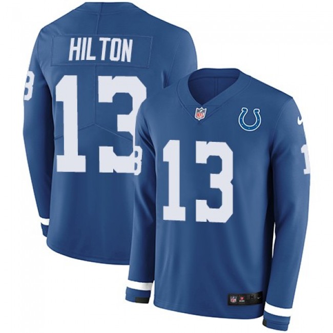Nike Colts #13 T.Y. Hilton Royal Blue Team Color Men's Stitched NFL Limited Therma Long Sleeve Jersey