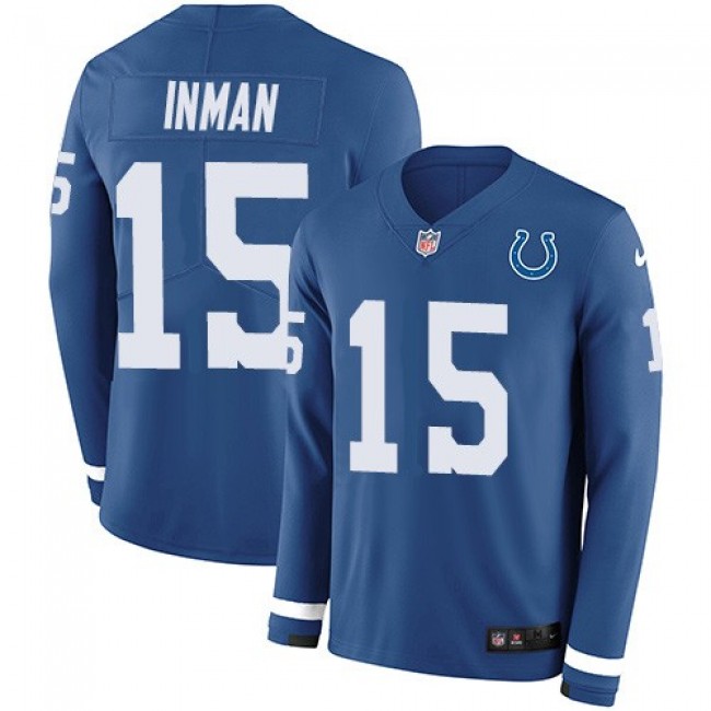 Nike Colts #15 Dontrelle Inman Royal Blue Team Color Men's Stitched NFL Limited Therma Long Sleeve Jersey