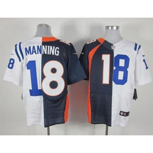 Nike Colts #18 Peyton Manning Navy Blue/White Men's Stitched NFL Elite Split Broncos Jersey