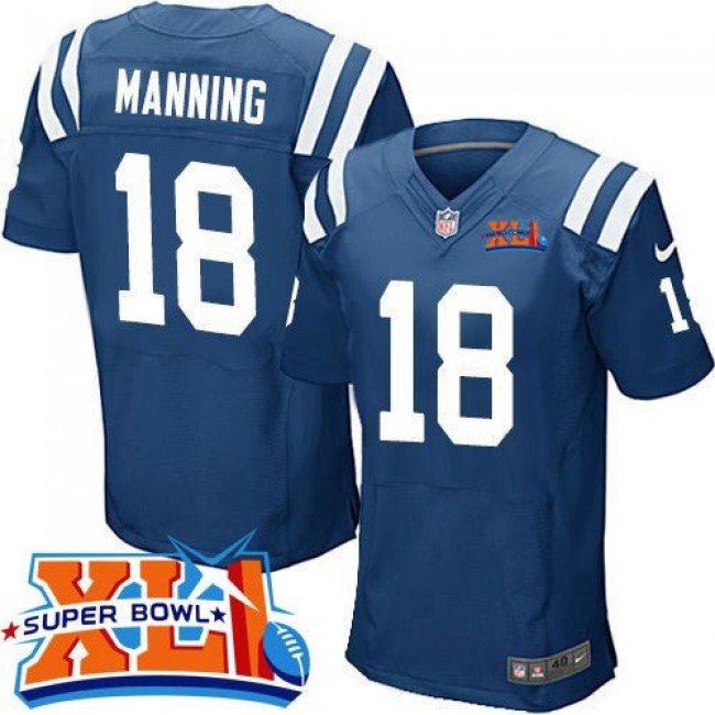 Nike Colts #18 Peyton Manning Royal Blue Team Color Super Bowl XLI Men's Stitched NFL Elite Jersey