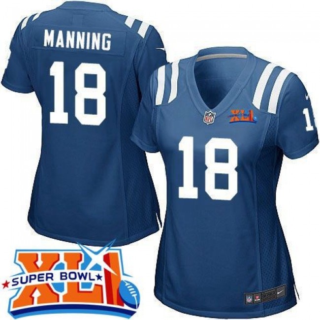 Women's Colts #18 Peyton Manning Royal Blue Team Color Super Bowl XLI Stitched NFL Elite Jersey
