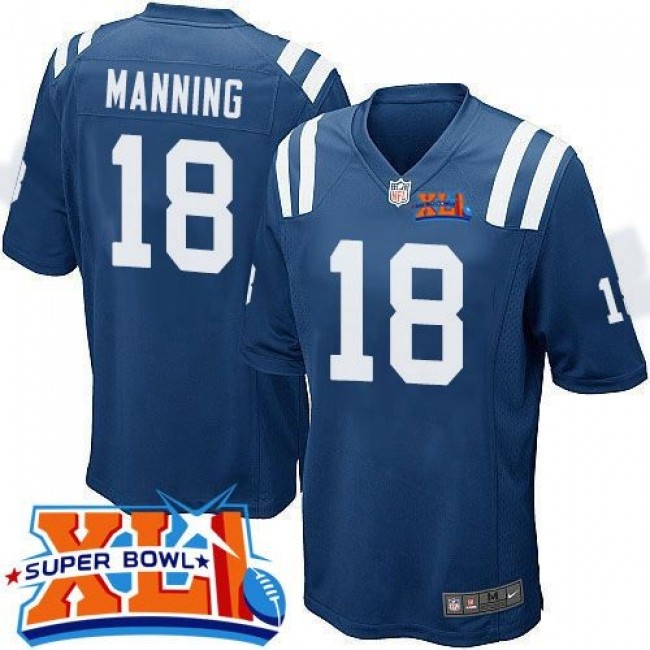 Indianapolis Colts #18 Peyton Manning Royal Blue Team Color Super Bowl XLI Youth Stitched NFL Elite Jersey