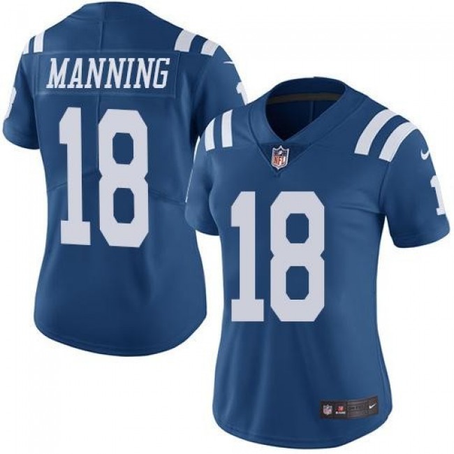 Women's Colts #18 Peyton Manning Royal Blue Stitched NFL Limited Rush Jersey