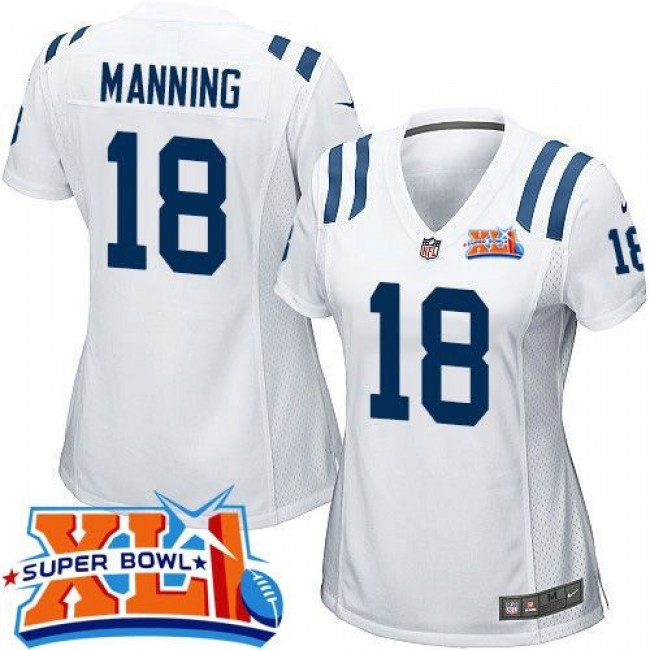 Women's Colts #18 Peyton Manning White Super Bowl XLI Stitched NFL Elite Jersey