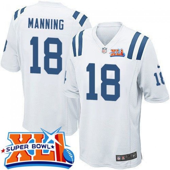Indianapolis Colts #18 Peyton Manning White Super Bowl XLI Youth Stitched NFL Elite Jersey