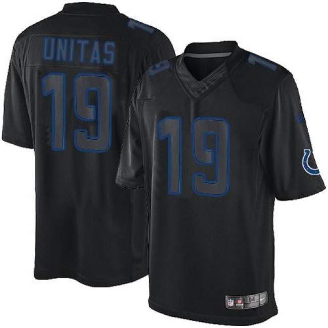 Nike Colts #19 Johnny Unitas Black Men's Stitched NFL Impact Limited Jersey
