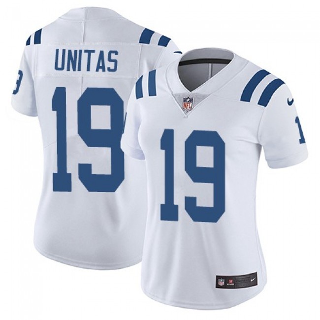 Women's Colts #19 Johnny Unitas White Stitched NFL Vapor Untouchable Limited Jersey