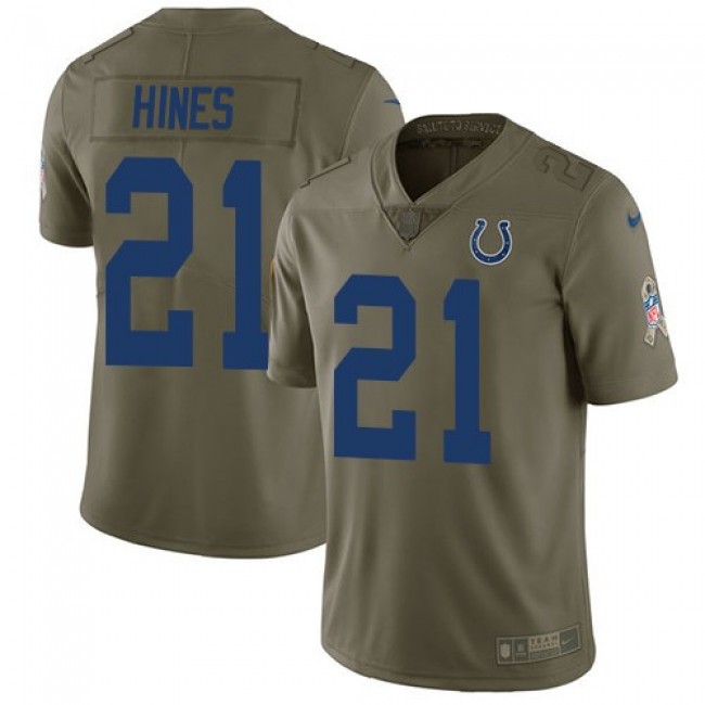 Nike Colts #21 Nyheim Hines Olive Men's Stitched NFL Limited 2017 Salute To Service Jersey