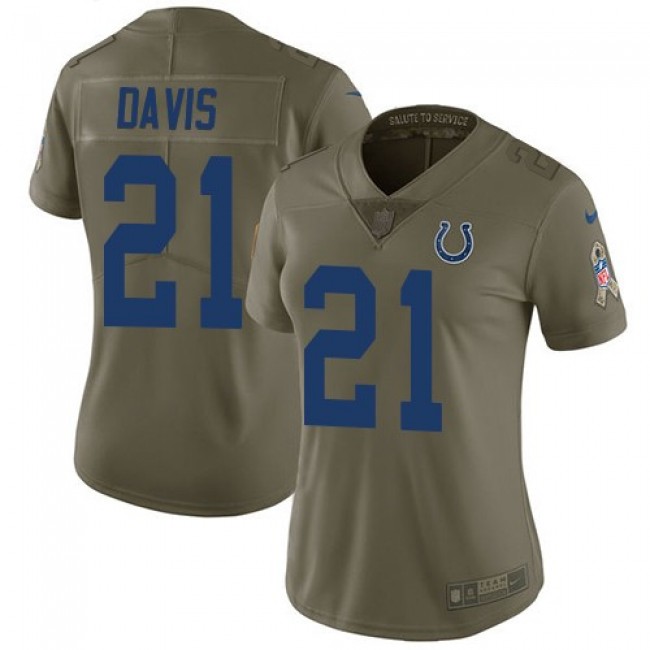 Women's Colts #21 Vontae Davis Olive Stitched NFL Limited 2017 Salute to Service Jersey