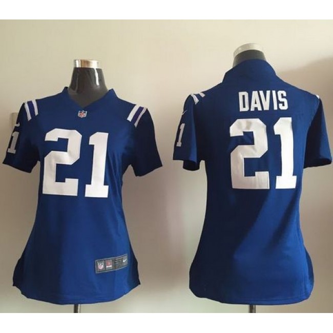Women's Colts #21 Vontae Davis Royal Blue Team Color Stitched NFL Elite Jersey