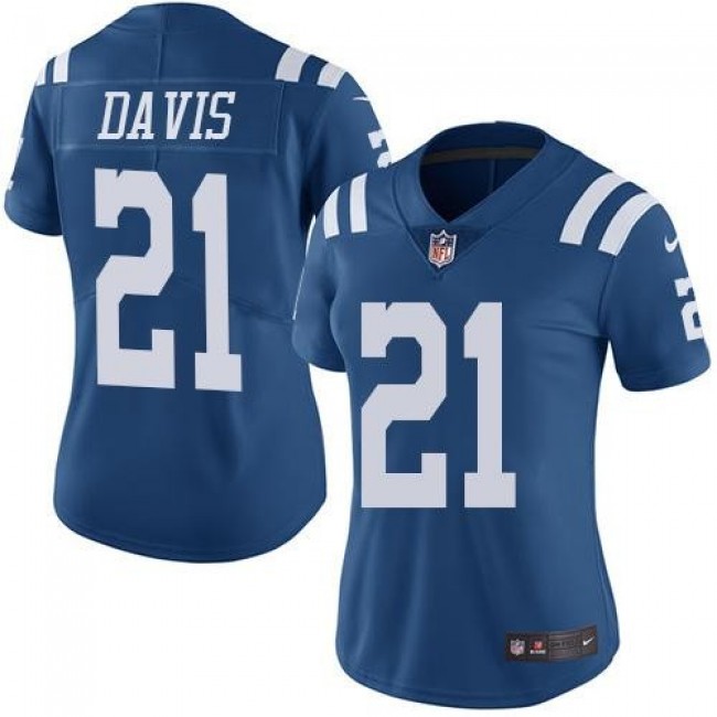 Women's Colts #21 Vontae Davis Royal Blue Stitched NFL Limited Rush Jersey