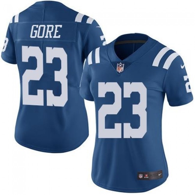 Women's Colts #23 Frank Gore Royal Blue Stitched NFL Limited Rush Jersey