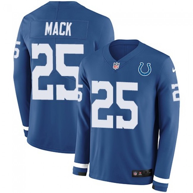 Nike Colts #25 Marlon Mack Royal Blue Team Color Men's Stitched NFL Limited Therma Long Sleeve Jersey