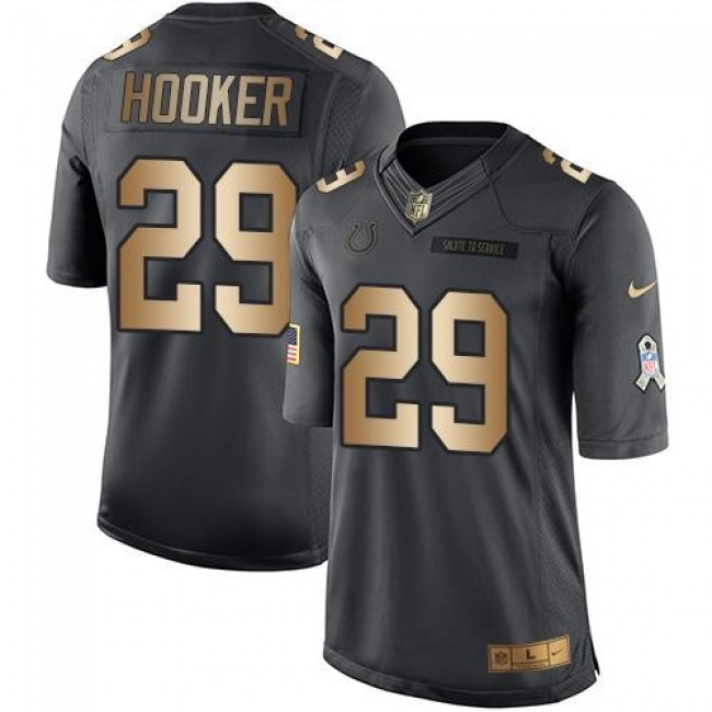 Indianapolis Colts #29 Malik Hooker Black Youth Stitched NFL Limited Gold Salute to Service Jersey