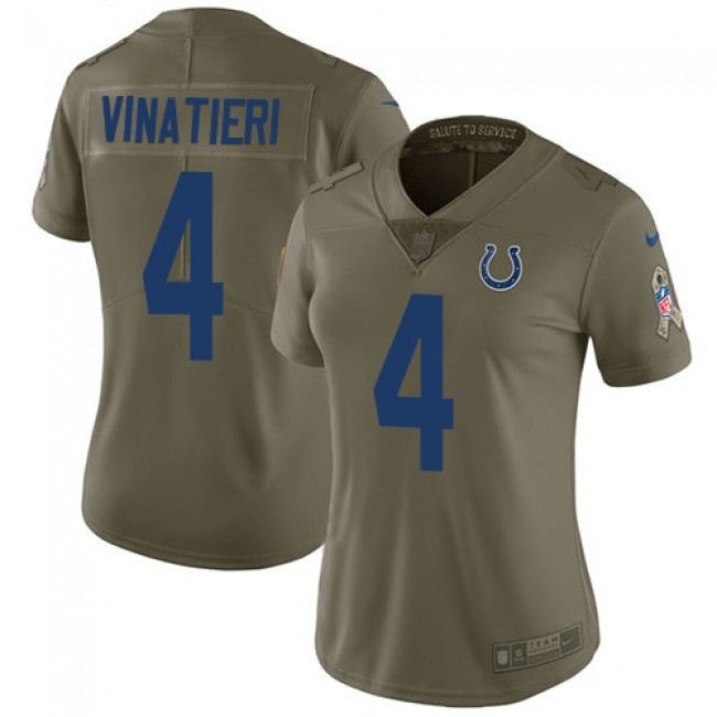 Women's Colts #4 Adam Vinatieri Olive Stitched NFL Limited 2017 Salute to Service Jersey
