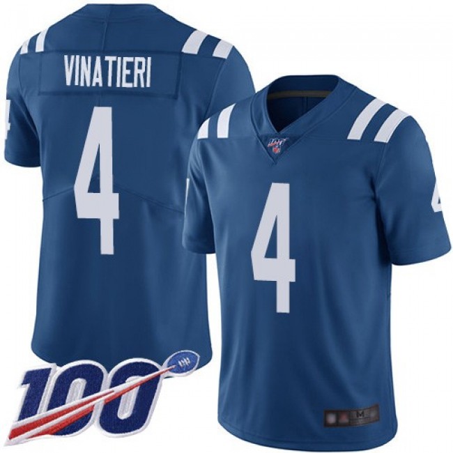 Nike Colts #4 Adam Vinatieri Royal Blue Team Color Men's Stitched NFL 100th Season Vapor Limited Jersey