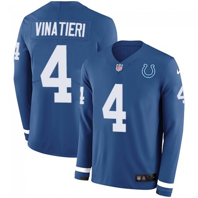 Nike Colts #4 Adam Vinatieri Royal Blue Team Color Men's Stitched NFL Limited Therma Long Sleeve Jersey