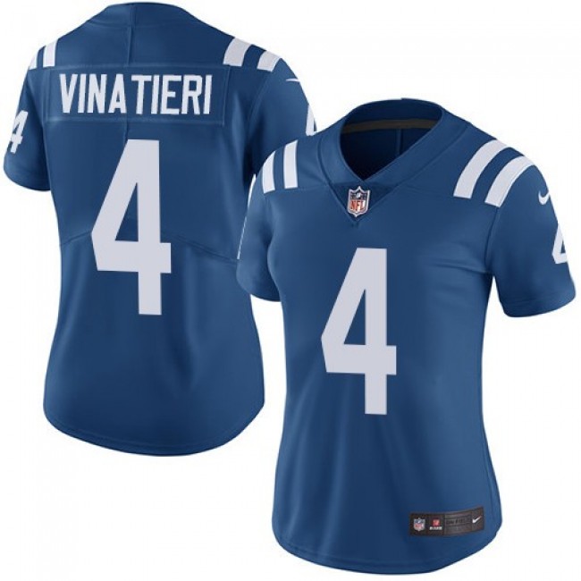 Women's Colts #4 Adam Vinatieri Royal Blue Team Color Stitched NFL Vapor Untouchable Limited Jersey