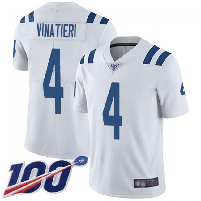 Nike Colts #4 Adam Vinatieri White Men's Stitched NFL 100th Season Vapor Limited Jersey