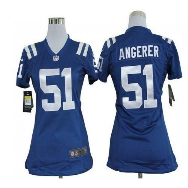 Women's Colts #51 Pat Angerer Royal Blue Team Color Stitched NFL Elite Jersey
