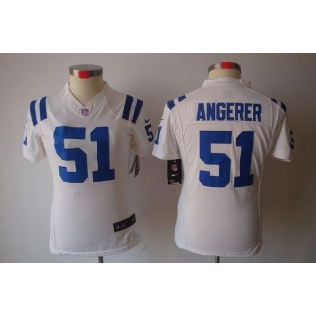 Women's Colts #51 Pat Angerer White Stitched NFL Limited Jersey