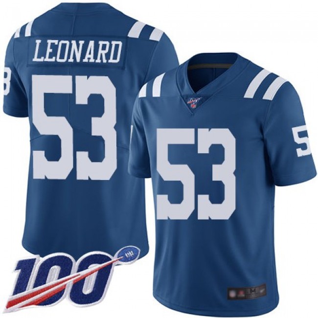 Nike Colts #53 Darius Leonard Royal Blue Men's Stitched NFL Limited Rush 100th Season Jersey