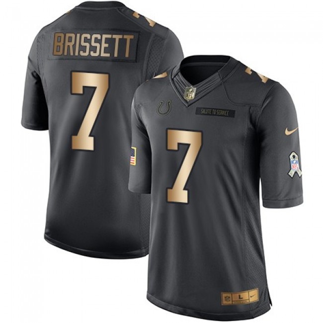 Indianapolis Colts #7 Jacoby Brissett Black Youth Stitched NFL Limited Gold Salute to Service Jersey