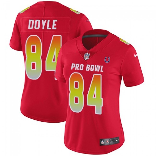 Women's Colts #84 Jack Doyle Red Stitched NFL Limited AFC 2018 Pro Bowl Jersey