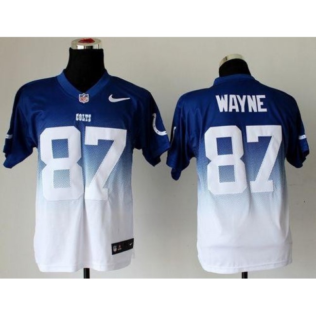 Nike Colts #87 Reggie Wayne Royal Blue/White Men's Stitched NFL Elite Fadeaway Fashion Jersey