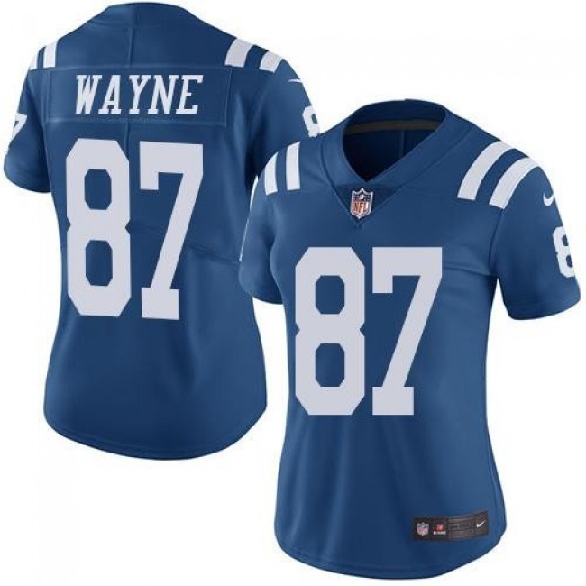 Women's Colts #87 Reggie Wayne Royal Blue Stitched NFL Limited Rush Jersey