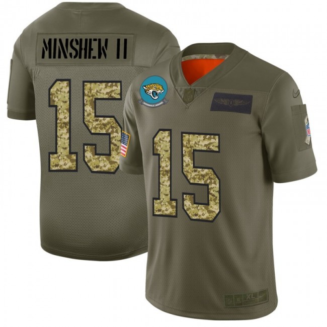 Jacksonville Jaguars #15 Gardner Minshew II Men's Nike 2019 Olive Camo Salute To Service Limited NFL Jersey