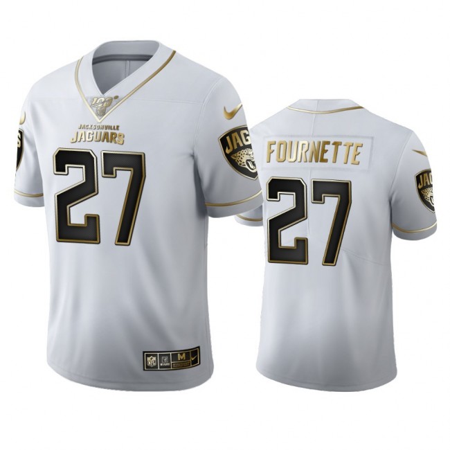 Jacksonville Jaguars #27 Leonard Fournette Men's Nike White Golden Edition Vapor Limited NFL 100 Jersey