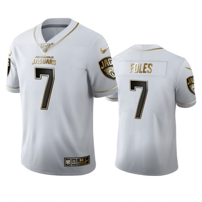 Jacksonville Jaguars #7 Nick Foles Men's Nike White Golden Edition Vapor Limited NFL 100 Jersey
