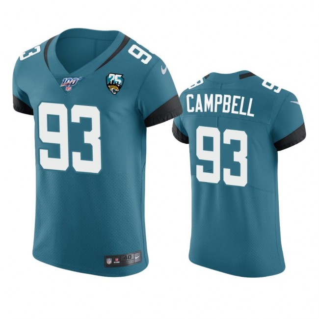 Jacksonville Jaguars #93 Calais Campbell Teal 25th Season Vapor Elite Stitched NFL Jersey