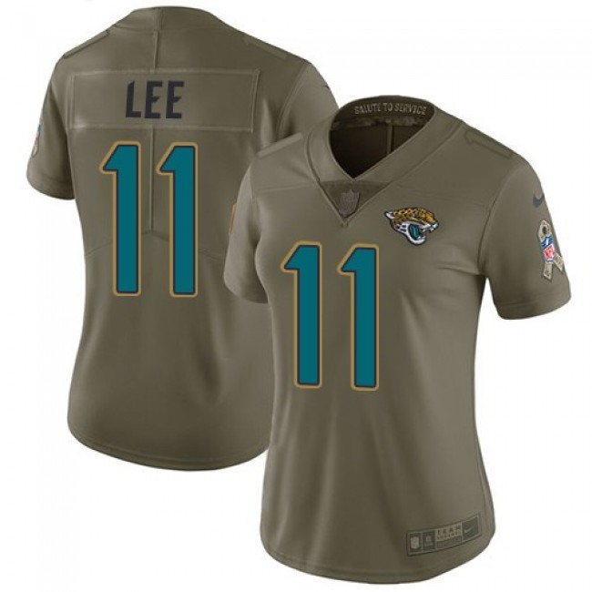Women's Jaguars #11 Marqise Lee Olive Stitched NFL Limited 2017 Salute to Service Jersey