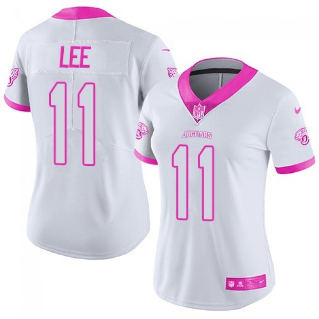 Women's Jaguars #11 Marqise Lee White Pink Stitched NFL Limited Rush Jersey