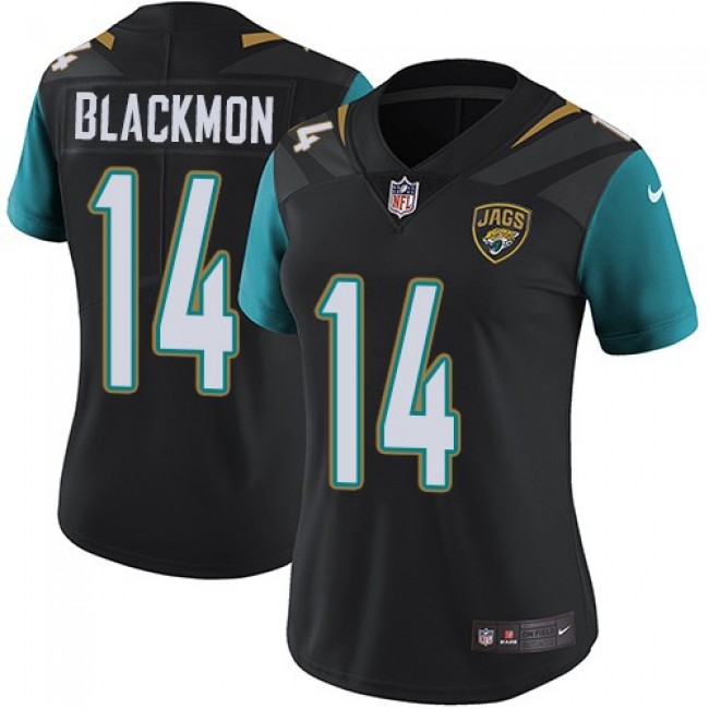 Women's Jaguars #14 Justin Blackmon Black Alternate Stitched NFL Vapor Untouchable Limited Jersey
