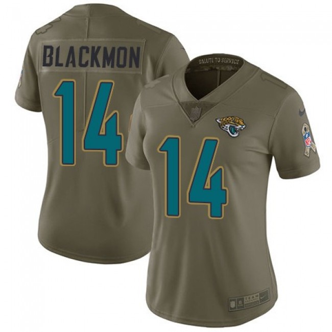Women's Jaguars #14 Justin Blackmon Olive Stitched NFL Limited 2017 Salute to Service Jersey