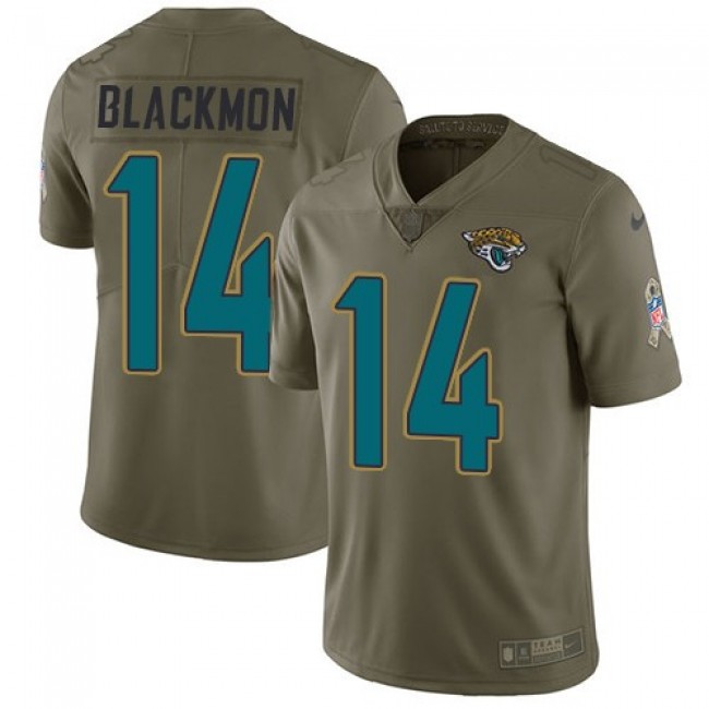 Jacksonville Jaguars #14 Justin Blackmon Olive Youth Stitched NFL Limited 2017 Salute to Service Jersey