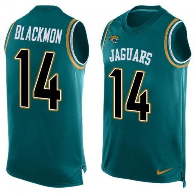 Nike Jaguars #14 Justin Blackmon Teal Green Alternate Men's Stitched NFL Limited Tank Top Jersey