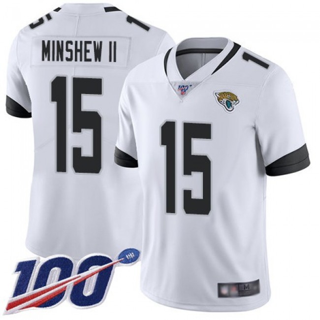 Nike Jaguars #15 Gardner Minshew II White Men's Stitched NFL 100th Season Vapor Limited Jersey