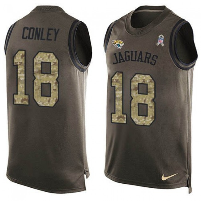 Nike Jaguars #18 Chris Conley Green Men's Stitched NFL Limited Salute To Service Tank Top Jersey