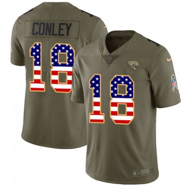 Nike Jaguars #18 Chris Conley Olive/USA Flag Men's Stitched NFL Limited 2017 Salute To Service Jersey