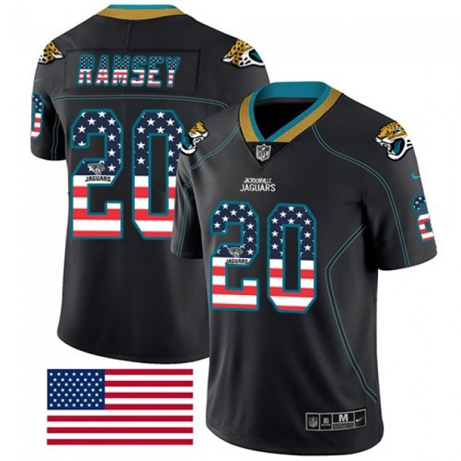 Nike Jaguars #20 Jalen Ramsey Black Men's Stitched NFL Limited Rush USA Flag Jersey